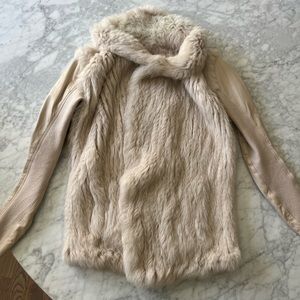 Rabbit fur beige coat